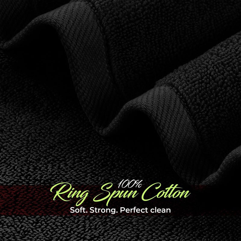 Riverside 12 Pack Washcloths - 12x12 Inches, 500 GSM, 100% Ring-Spun Cotton - Soft, Absorbent & Durable Face and Body Towels - for Bathroom, Spa, Gym, Makeup Removal & Everyday Use - Black - Image 3